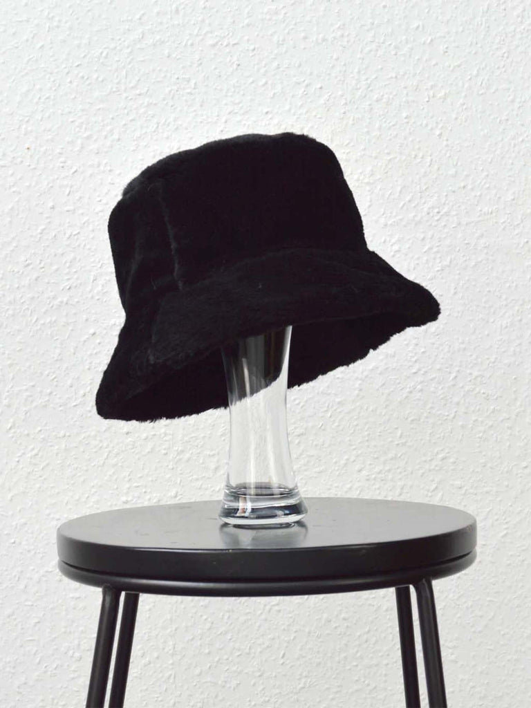 Black Fluffy Bucket Hat