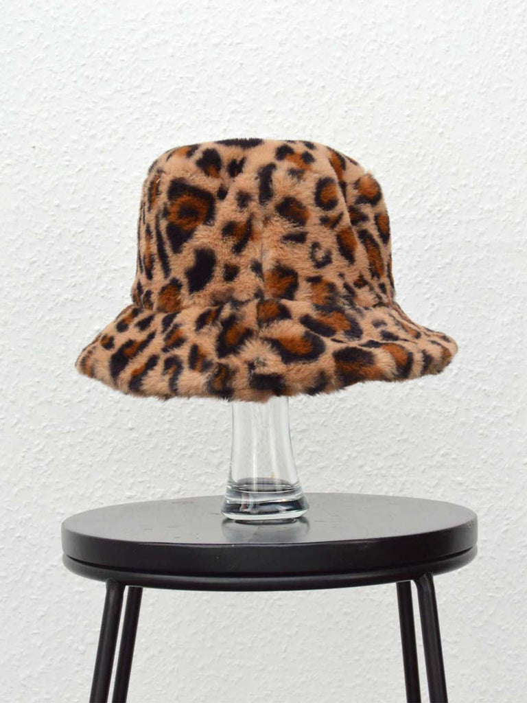 Fluffy Leopard Bucket Hat
