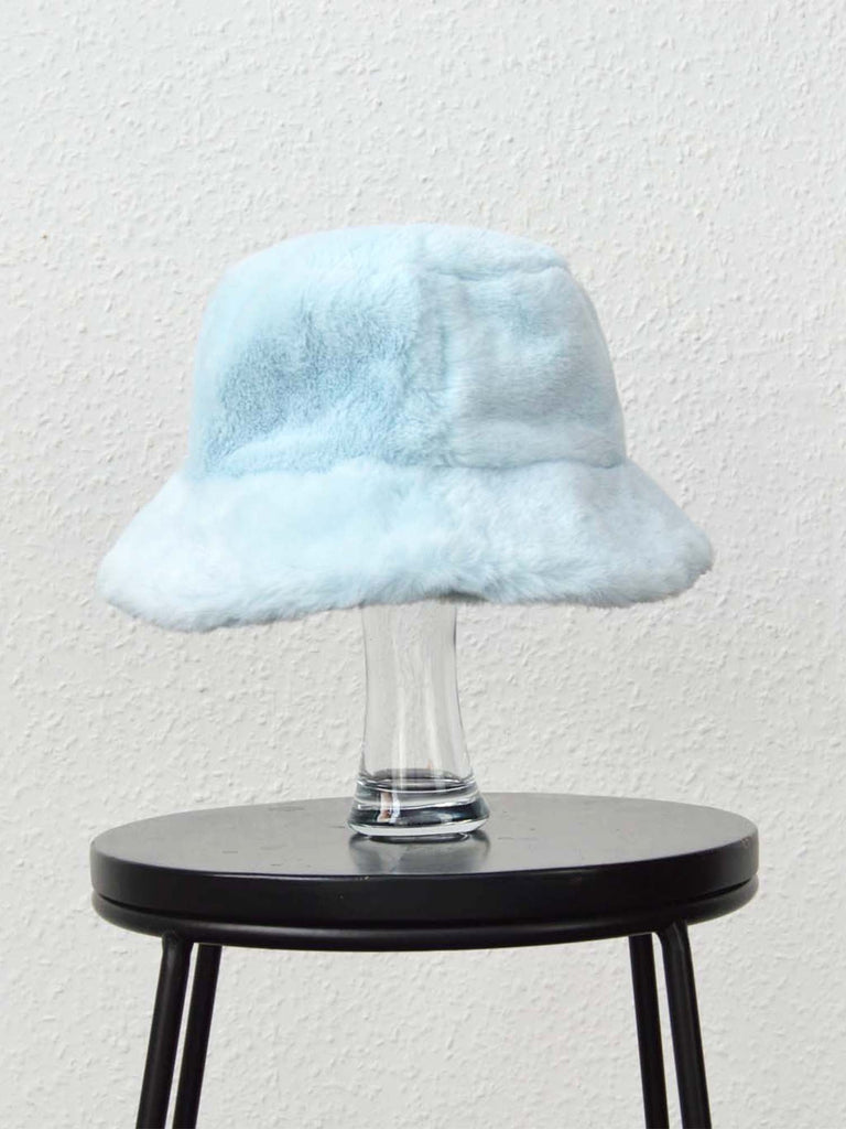Light Blue Fluffy Bucket Hat