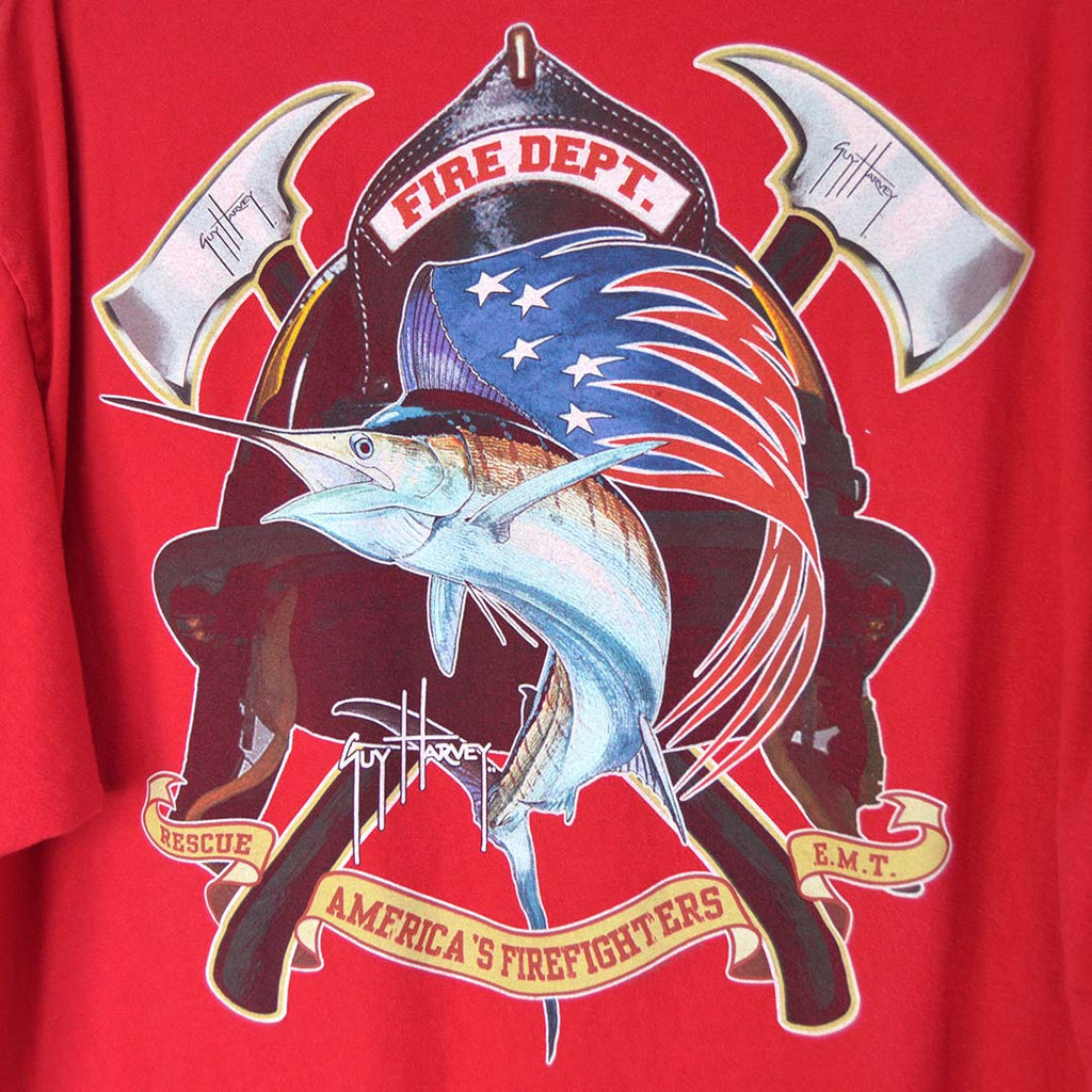 Vintage Guy Harvey Fire Fighter T-Shirt (XXL)