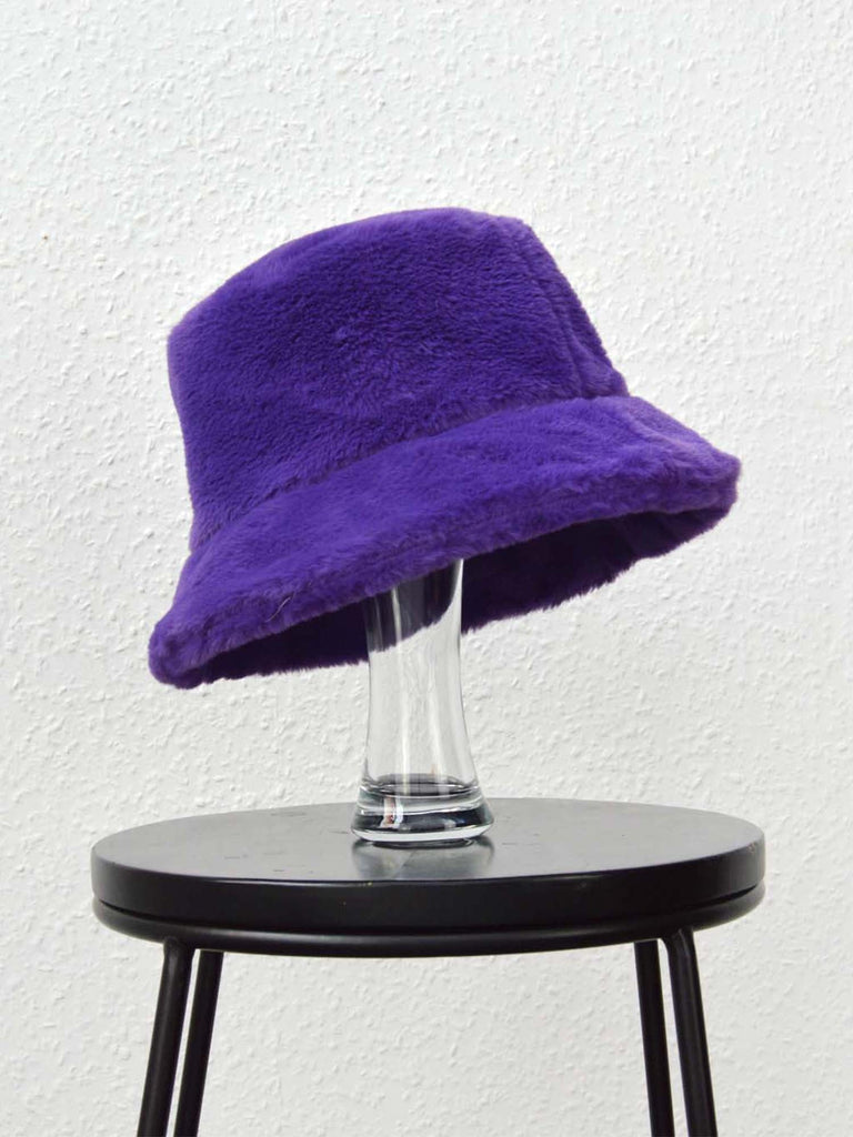 Purple Fluffy Bucket Hat