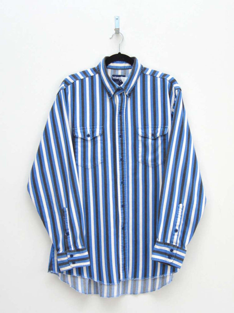 Vintage White & Blue Striped Shirt (L)