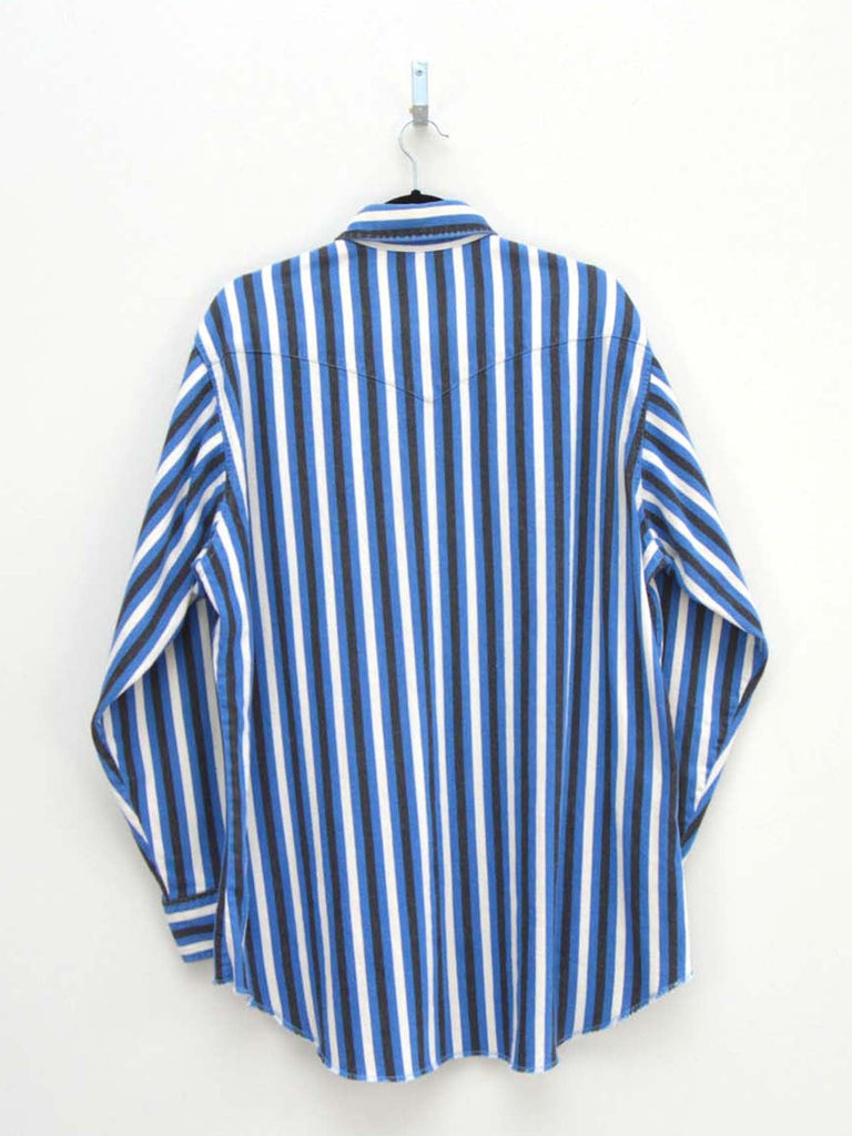 Vintage White & Blue Striped Shirt (L)