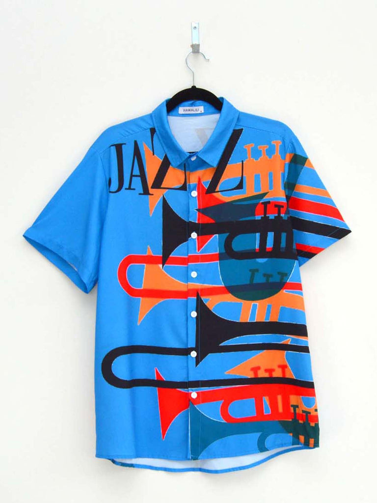Vintage Blue Jazz Hip-Hop Shirt (M)