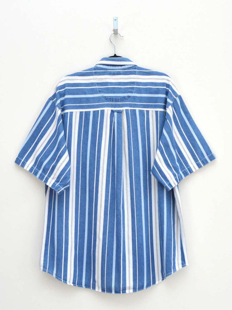 Vintage White & Blue Striped Shirt (XL)
