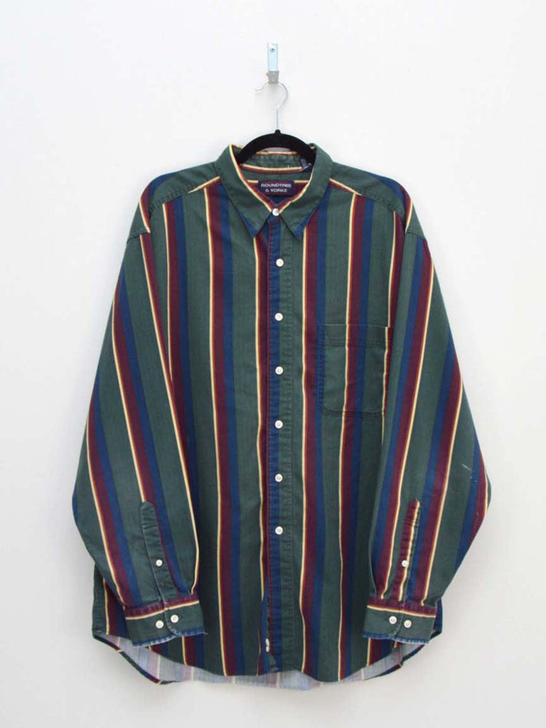 Vintage Green Striped Shirt (XL)