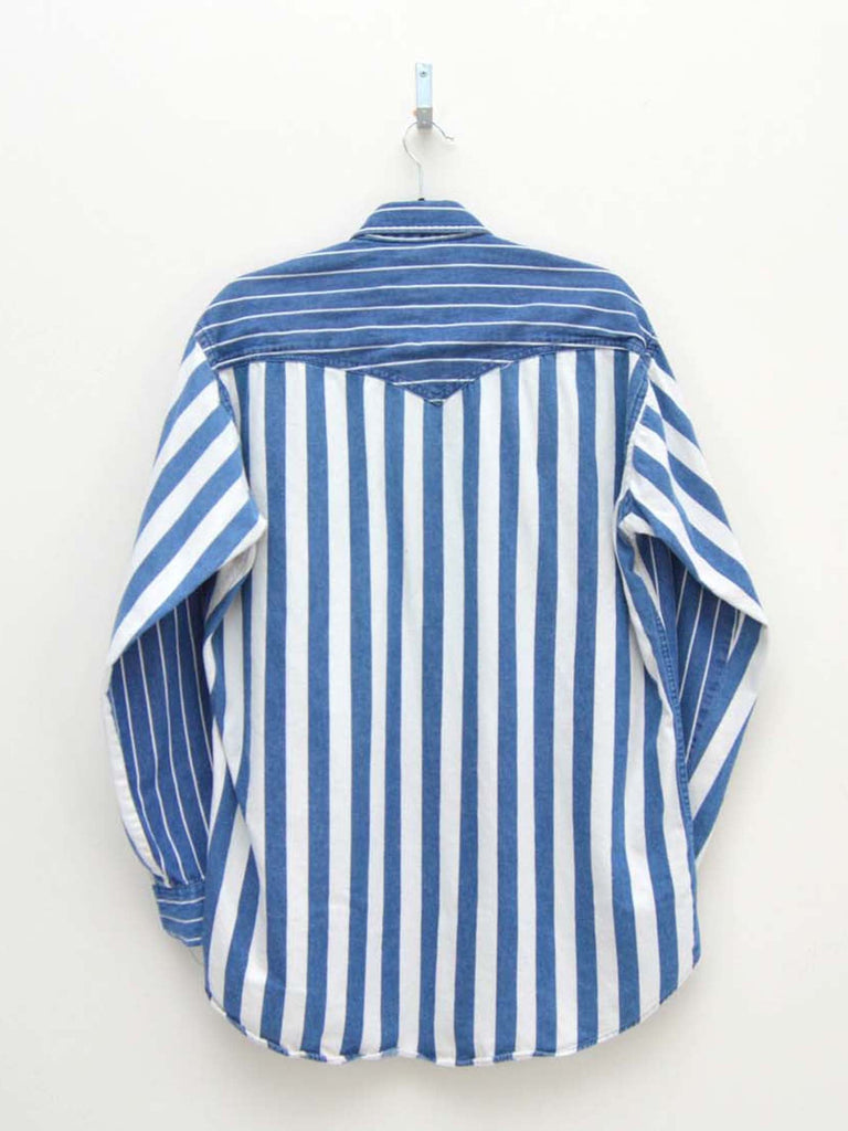 Vintage Blue & White Striped Shirt (L)