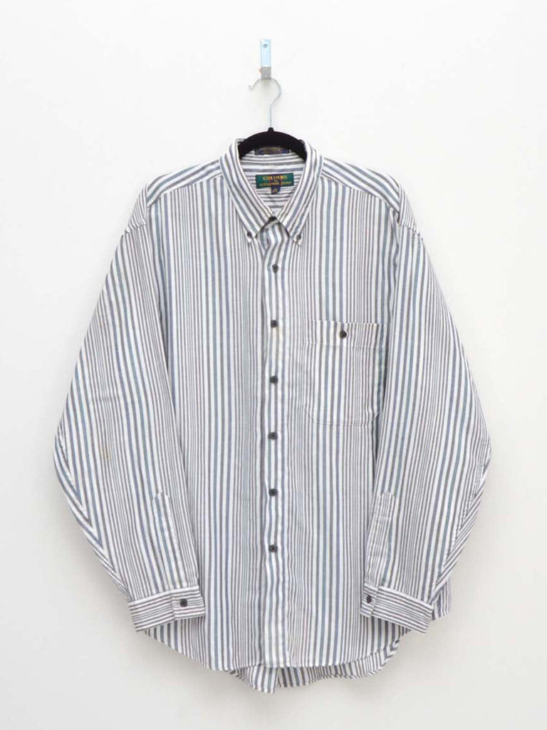 Vintage Grey & White Striped Shirt (L)