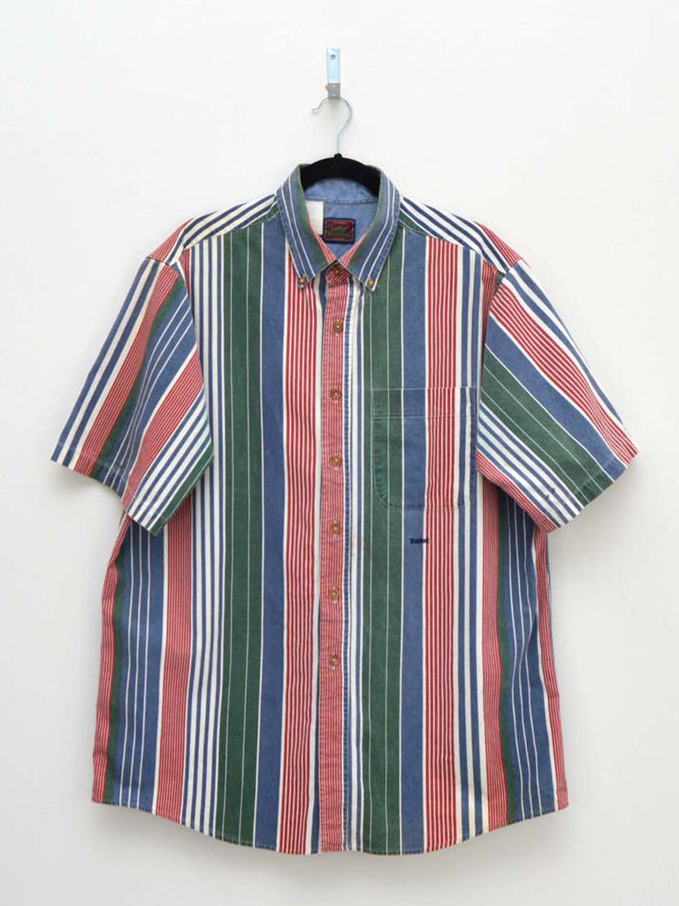 Vintage Blue & Red Striped Shirt (L)