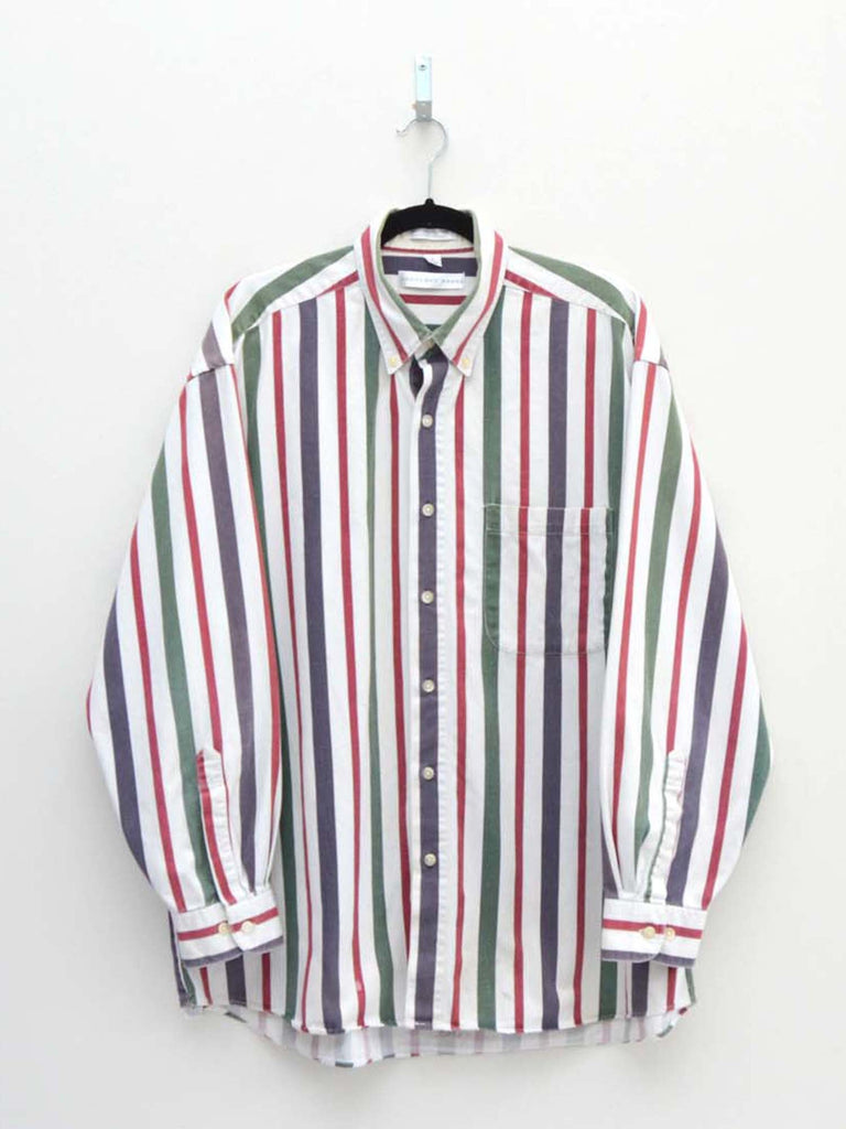 Vintage White & Red Striped Shirt (XL)