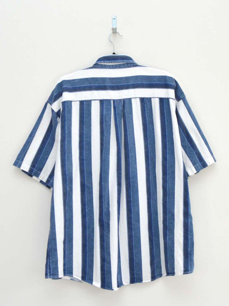 Vintage Blue & White Striped Shirt (XL)