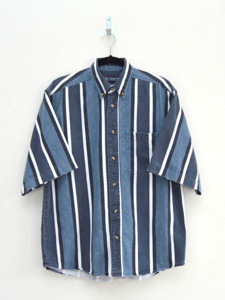 Vintage Navy & Grey Striped Shirt (L)
