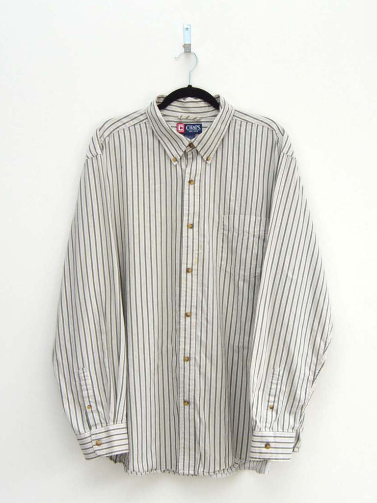 Vintage Khaki & Biege Striped Shirt (XXL)