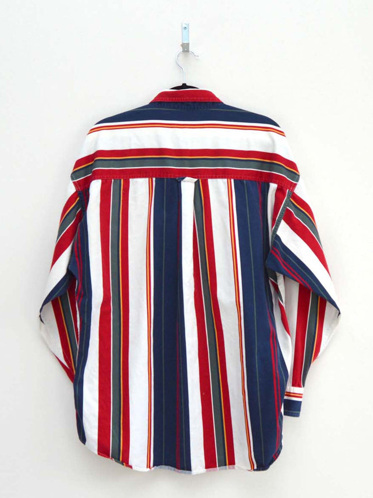 Vintage RL Chaps Navy & Red Striped Shirt (XL)