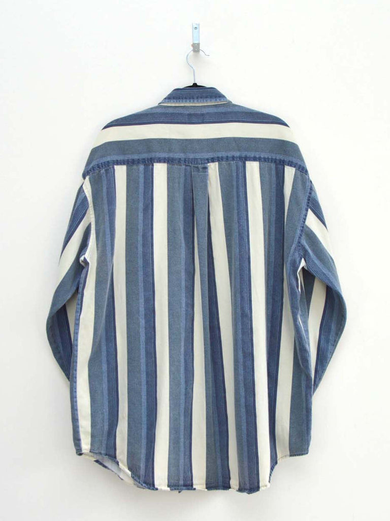 Vintage Blue & Cream Striped Shirt (XL)