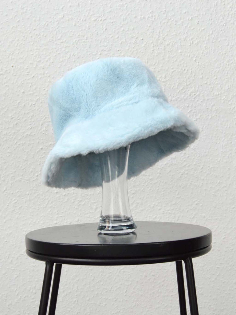 Light Blue Fluffy Bucket Hat
