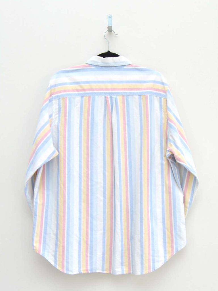 Vintage Light Blue & Pink Striped Ladies Shirt (L)