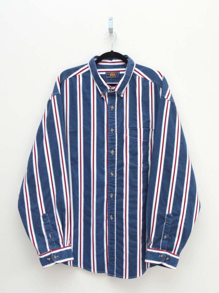 Vintage Blue & Red Striped Shirt (XXXL)