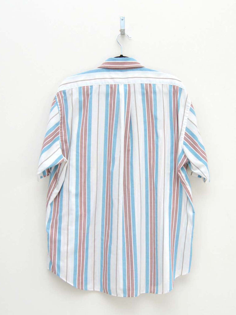 Vintage Light Blue & Pink Striped Shirt (XL)