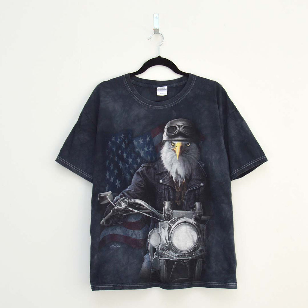 Vintage Bald Eagle Biker T-Shirt (L)