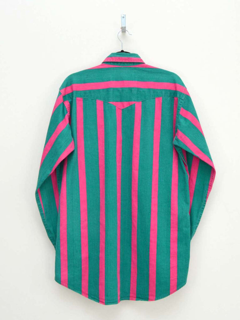Vintage Pink & Green Striped Shirt (L)