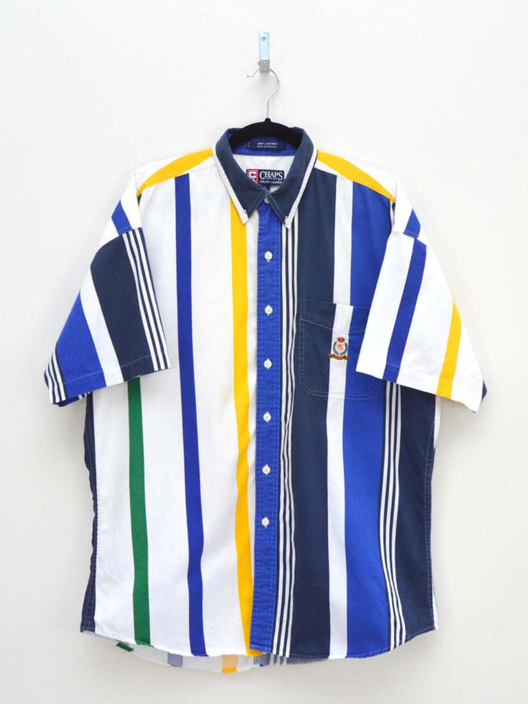Vintage RL Chaps Blue & White Striped Shirt (XL)