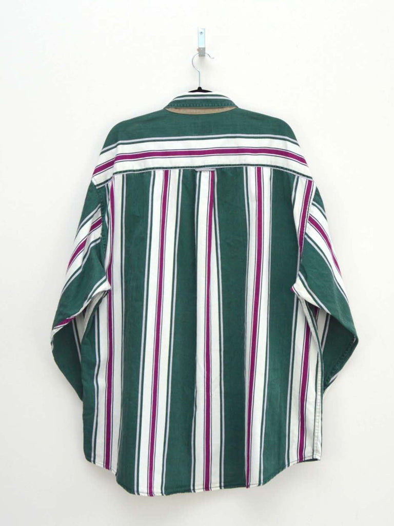 Vintage Green & White Striped Shirt (XXXL)