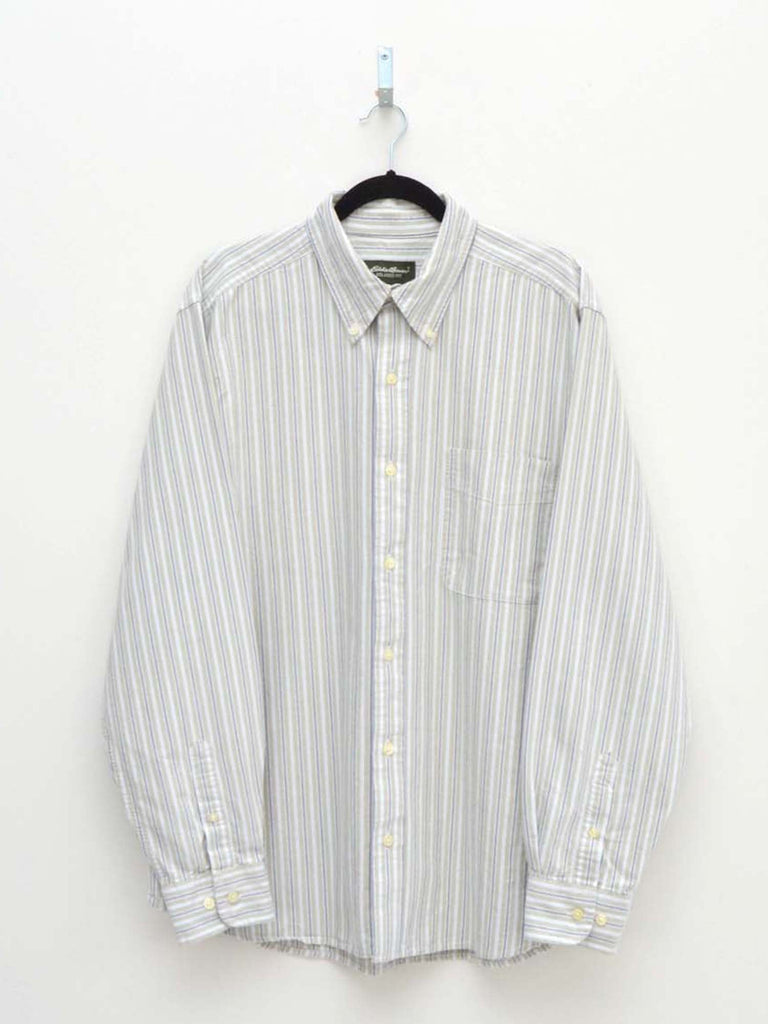 Vintage Khaki & Grey Striped Shirt (L)