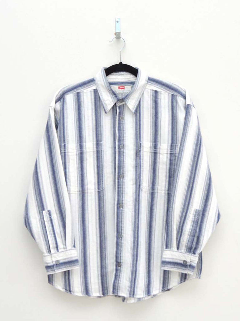 Vintage White & Navy Striped Shirt (L)