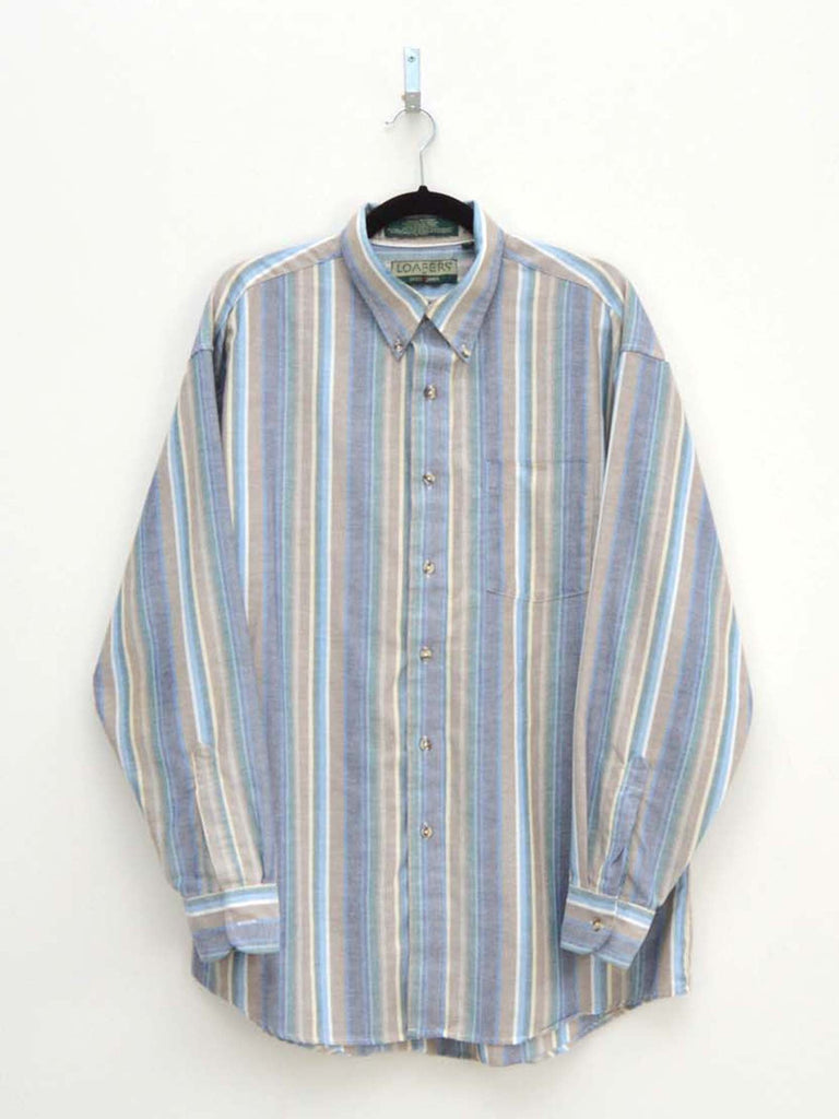 Vintage Brown & Blue Striped Shirt (M)